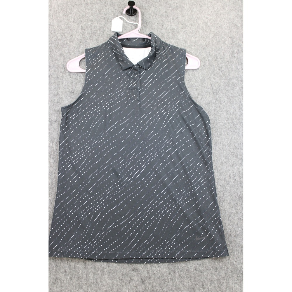 Nike Dri-FIT Sleeveless Golf Polo Top Black White Dotted Print AJ5339-010 Womens